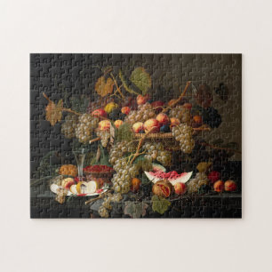 Chic Baroque Fruit still Life Art Oljemålning Pussel