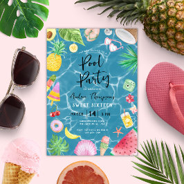Chic Bassäng sommarsötare Party 16 födelsedagar Inbjudningar