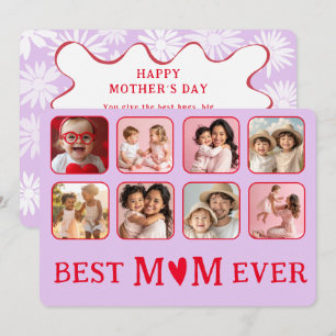 Chic Bästa mamma någonsin lila & rosa foto Julkort