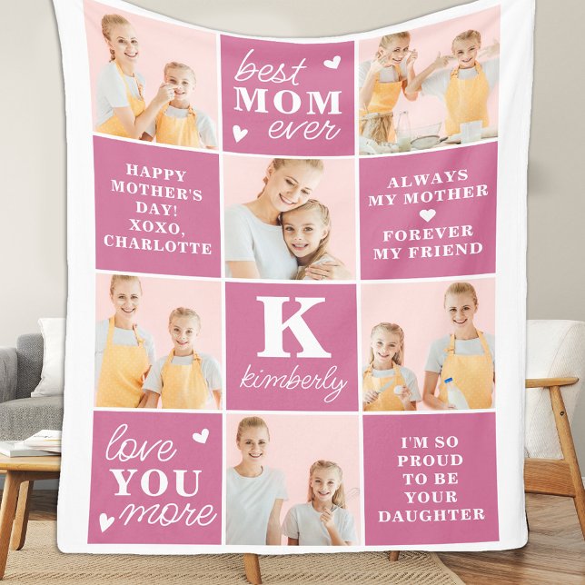Chic Bästa MAMMA någonsin Rosa Anpassningsbar 7 Fo Fleecefilt (Skapare uppladdad)