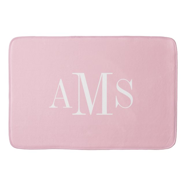CHIC BATH MAT_SÖT ROSA SOLID/ WHITE /MONOGRAM BADRUMSMATTA (Framsidan)