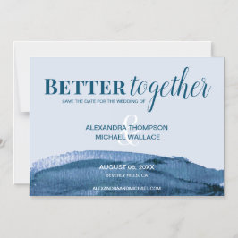 Chic Bättre ihop blå vattenfärgspenseldrag Magnetisk Inbjudningskort