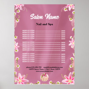 Chic Beauty Nagelsalong Prislista meny Poster