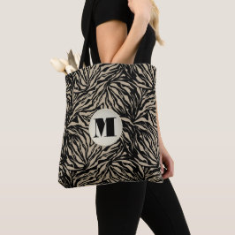 Chic Beige Animal Print Monogram Tygkasse