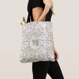 Chic Beige Animal Print Monogram Tygkasse
