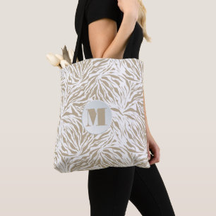 Chic Beige Animal Print Monogram Tygkasse