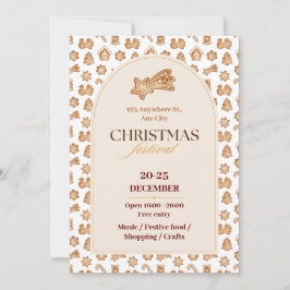 Chic Beige, Brown, Illustrated Gingergold Inbjudningar