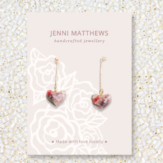 Chic Beige Bukett med rosor Blommigt Öarring Visni Visitkort