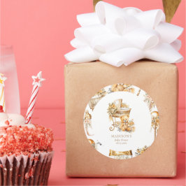 Chic Beige Guld Bassinet Anpassningsbar Runt Klistermärke