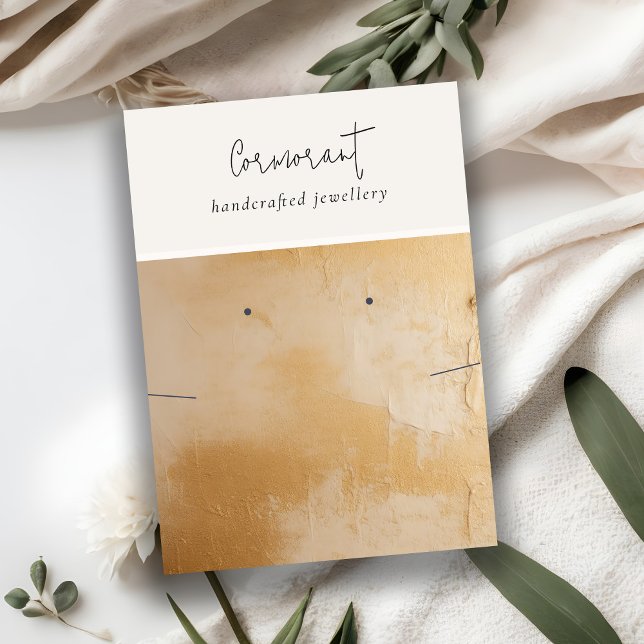 Chic Beige Guld Oil Paint Struktur Earring Necklac Visitkort (Skapare uppladdad)