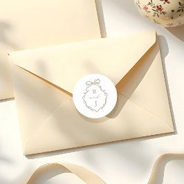 Chic Beige Hand plockade Bow & Ribbon Monogram Vap Runt Klistermärke