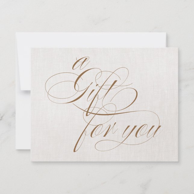 Chic Beige Linen Calligraphy Gift Certificate (Framsida)