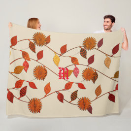 Chic Beige Löv Flowers Blommigt Fall Blanket Fleecefilt
