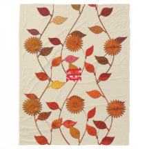 Chic Beige Löv Flowers Blommigt Fall Blanket