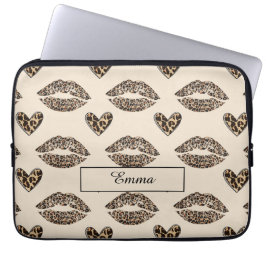 Chic beige och svart cheetaprint laptop fodral
