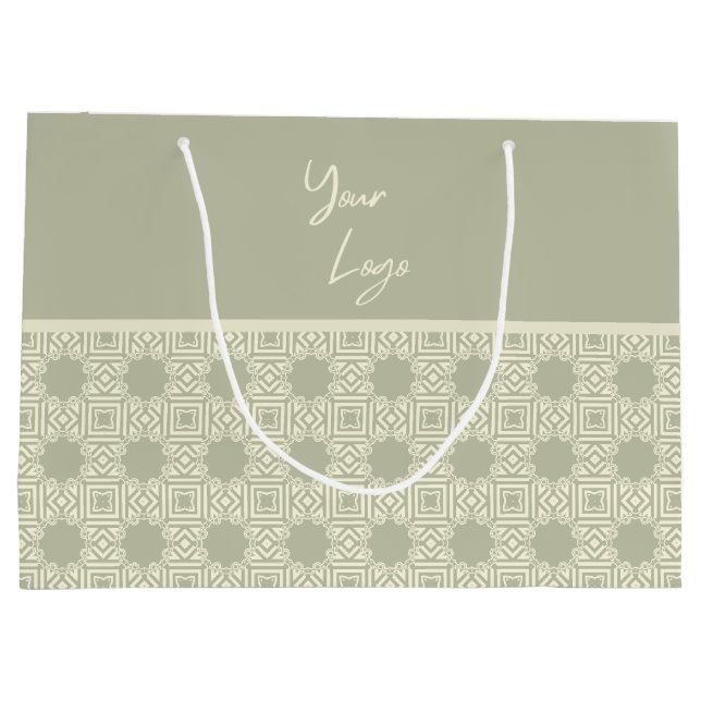 Chic Beige Sageskärgrön Rand Anpassad Företagets L (Baksidan)