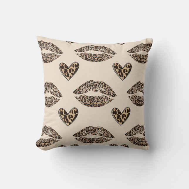 Chic Beige & Svart Gepardtryck Kudde (Framsida)