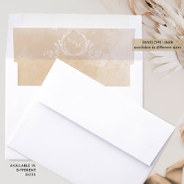 Chic Beige Watercolor, White Monogram Bröllop