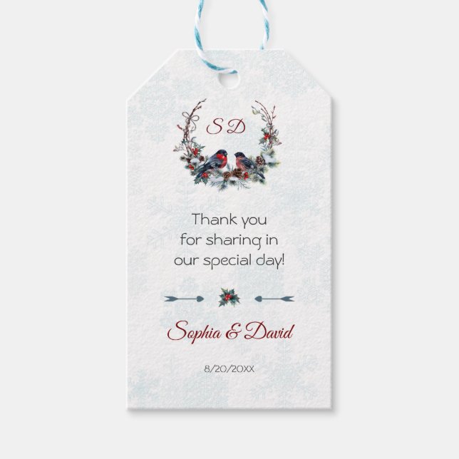 Chic Berries Bullfinch Winter and Bröllop Presentetikett (Framsidan)