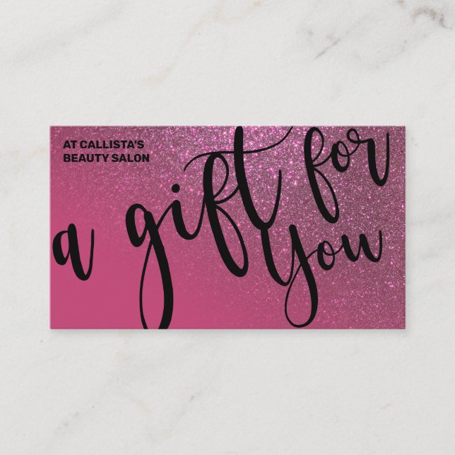 Chic Berry Rosa Glitter Gradient Gift Certificate Visitkort (Framsida)