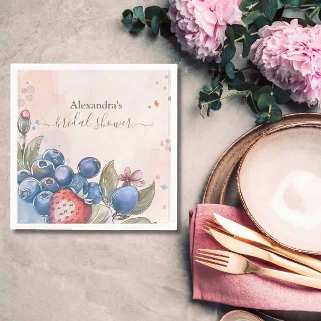 Chic Berry Söt Jordgubbs Bröllopsdusch Pappersservett (Skapare uppladdad)