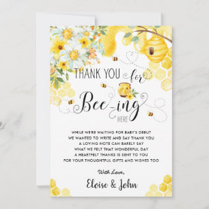 Chic Bes Bee Gult Ivory Blommigt Baby Shower Tack Kort