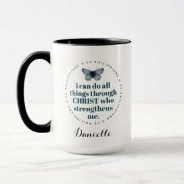 Chic Bible Verse Philippians Blue Butterfly Namn Mugg