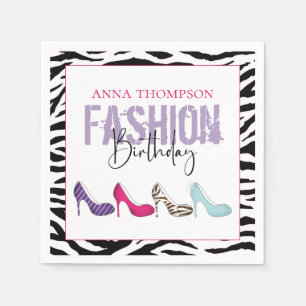Chic Birthday Animal Print High Heel Shoes Pappersservett
