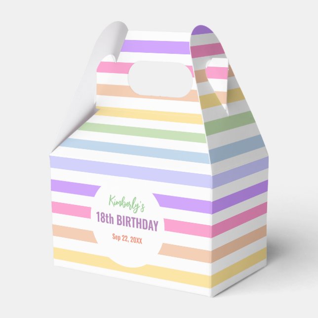 Chic Birthday Pastel Rainbow White Rand Presentaskar (Framsidan Sidan)