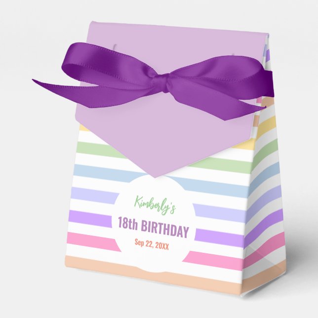 Chic Birthday Pastel Rainbow White Rand Presentaskar (Framsidan Sidan)