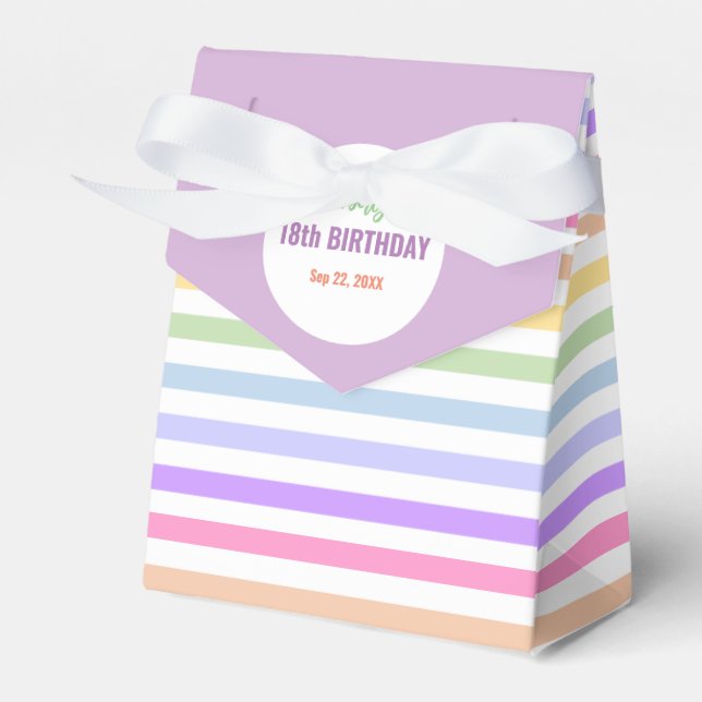 Chic Birthday Pastel Rainbow White Rand Presentaskar (Framsidan Sidan)