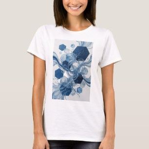 Chic Blå ABSTRAKT KONST Statement T-shirt
