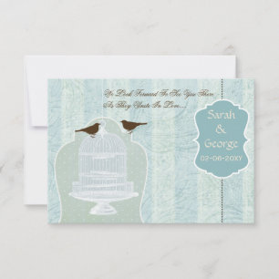 Chic blå fågelburk, love birds OSA 3,5 x 5 Kort