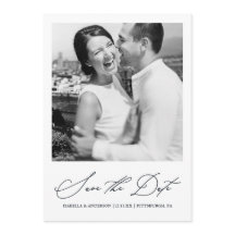 Chic Blå Foto Spara Datum