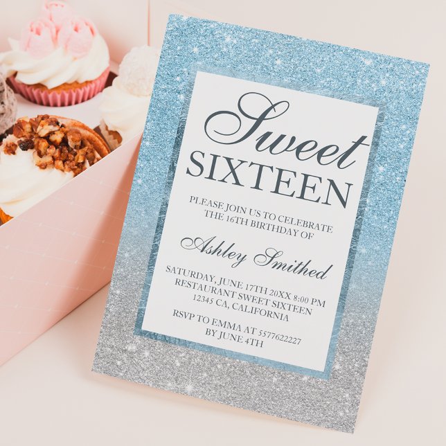 Chic blå glitter-elegantens budget Sverige 16 silv (Skapare uppladdad)