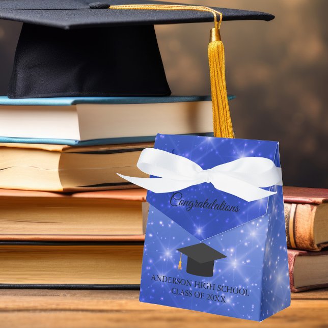 Chic Blå Glitter Examen Anpassad 2026 Fest Presentaskar (Skapare uppladdad)