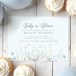 Chic Blå himmel WildblommBoy Baby Shower Inbjudningar