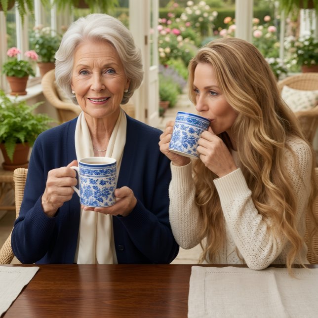 Chic blå och vit chinoiserie julmugg kaffemugg (Skapare uppladdad)