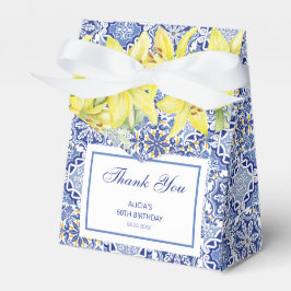 Chic Blå Portugisisk Azulejo Gul Lilja Tack Presentaskar