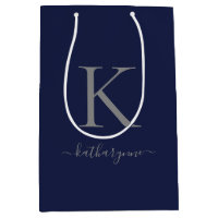 Chic Blå Silver Monogram Namn