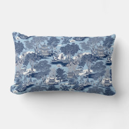 Chic Blå vit beläggning av chinoiserie Lumbarkudde