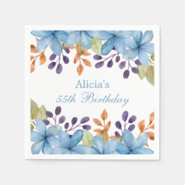 Chic Blåblå Flora vattenfärg oavsett ålder Pappersservett