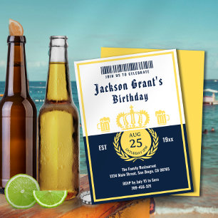 Chic Blåblå ölmärkning Brewery Themday Birthday Inbjudningar