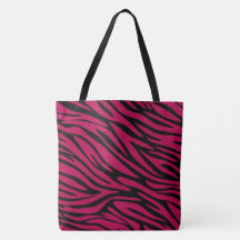 Chic Black and Berry Red Zebra tryck Large Tote