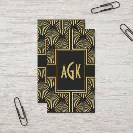 Chic Black and Guld Art Deco Affärskort Visitkort