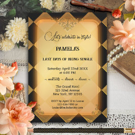 Chic Black and Guld Bachelorette Party Inbjudningar