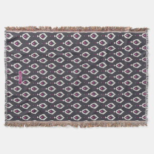 Chic Black and lila ikat tribal mönster Filt