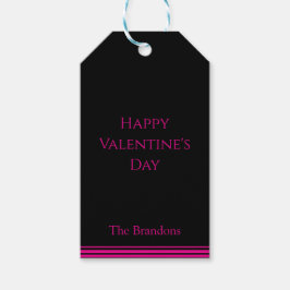 Chic Black and Pink Valentine's Day Gift Tag  Presentetikett