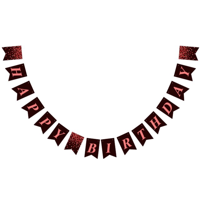 Chic Black and Red Confetti Grattis på födelsedage Vimplar (Alla)