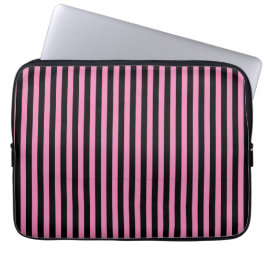 Chic Black and Rosa Lodrät Stripe Laptop Fodral